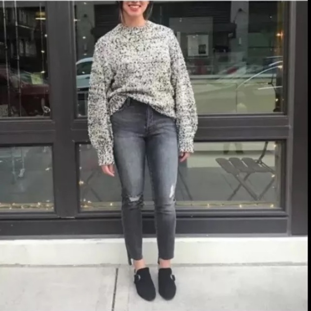 Anthropologie Moon River Gray Taupe Chunky Textured Marled Sweater Long Sleeve M